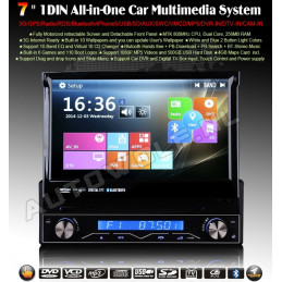 Interactie Prematuur elegant AW1088M-2 1 DIN 7 inch klapscherm autoradio met Navigatie, DVD, bluetooth